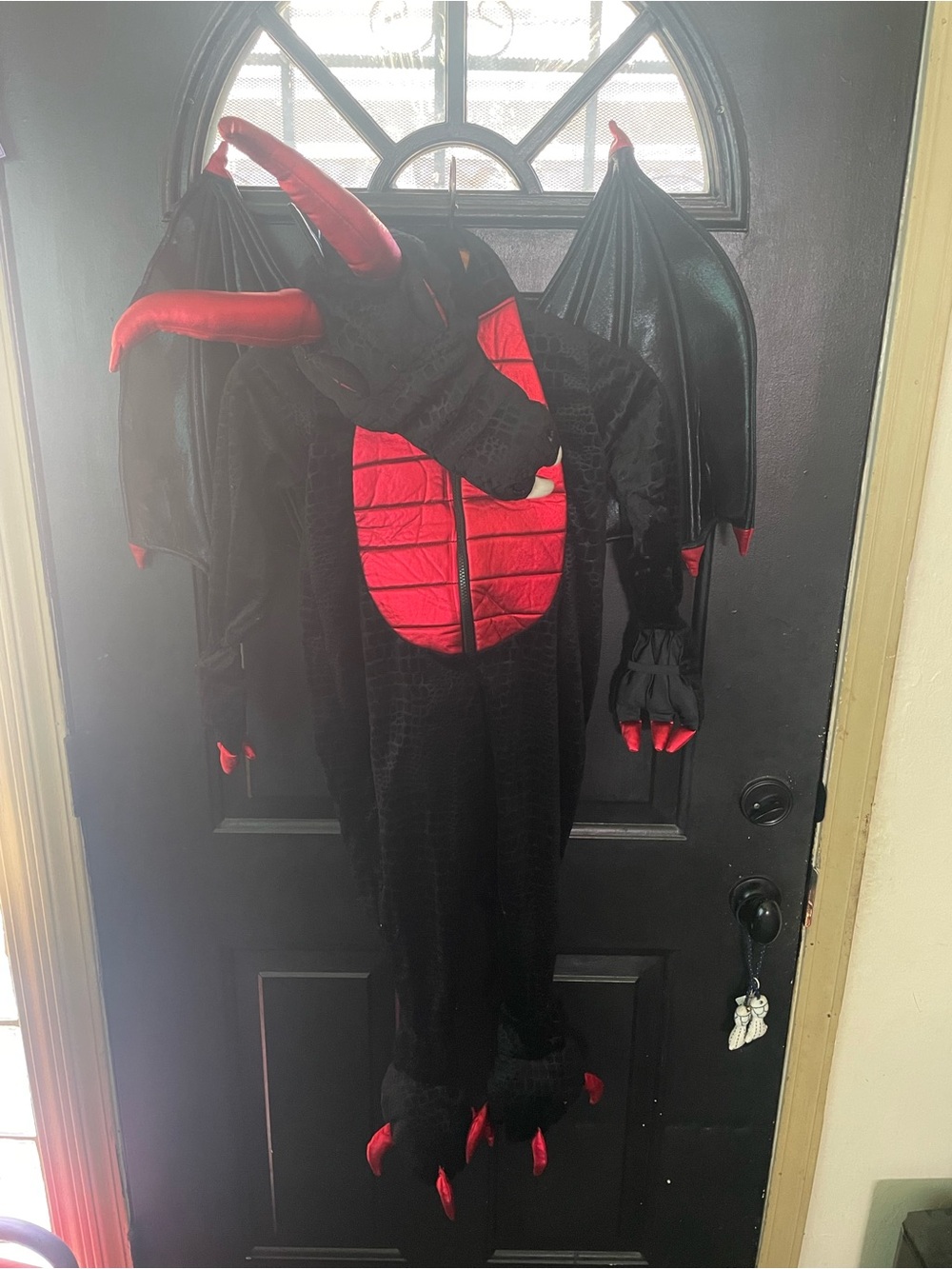 Kids Black and Red Dragon Costume with Hooded Wings